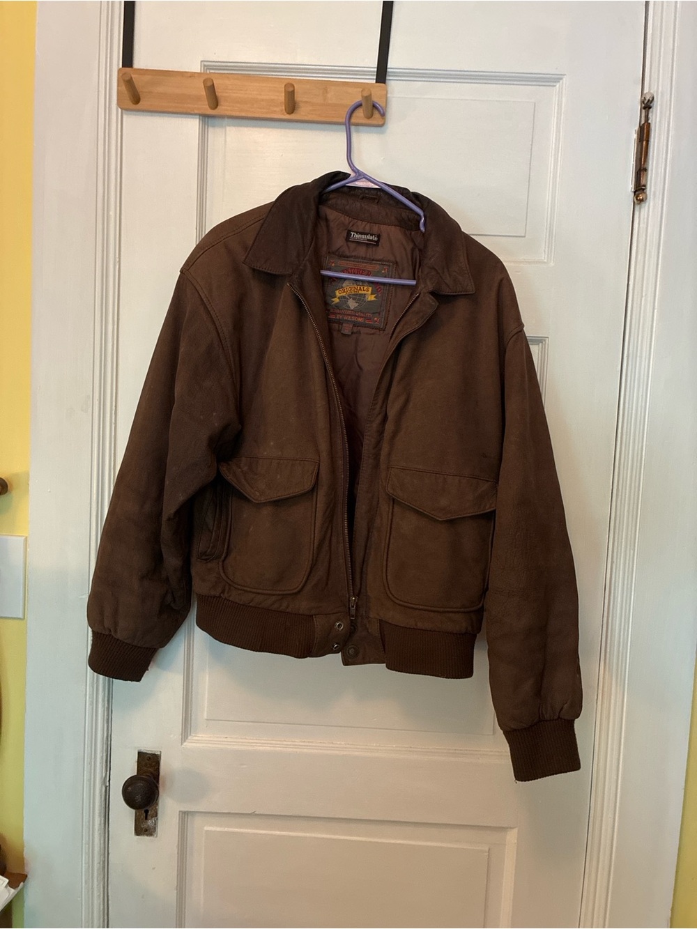 Wilsons Leather Dark Brown Suede Bomber Jacket